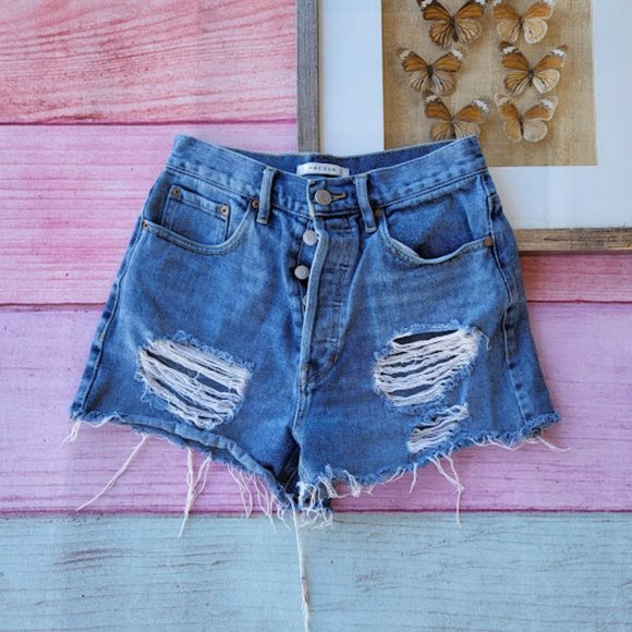 PacSun Pants - PacSun Ultra High Rise Vintage Distressed Denim Cutoff Button Fly Shorts 26
